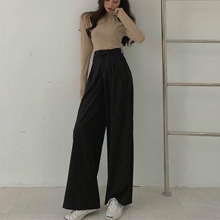 gray wide leg dress pants