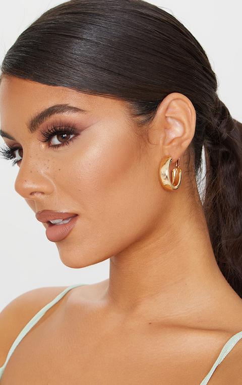 Gold Small Chunky Tubular Hoop Earrings