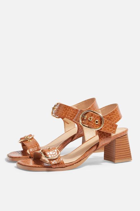 Womens Dolly Tan Buckle Sandals - Tan, Tan