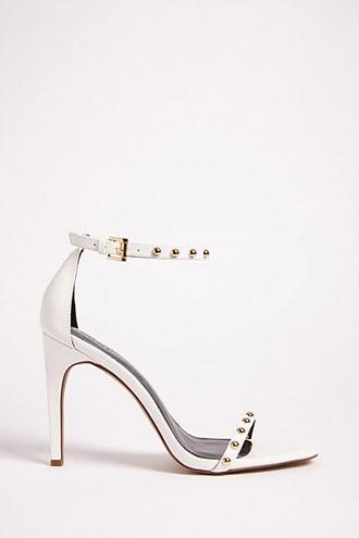 white stud heels