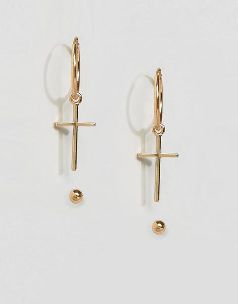 Pendientes Largos Con Cruz En Tono Dorado De Asos Design