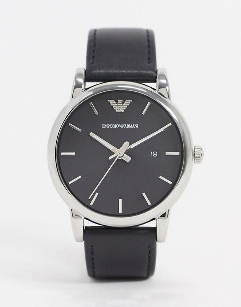 Reloj Con Correa De Cuero Ar1692 De Emporio Armani-negro