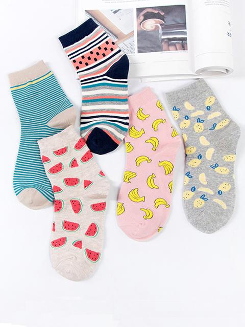 Fruit Print Ankle Socks 5pairs