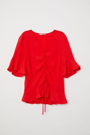 Bluse Mit Kordelzug - Red - Damen