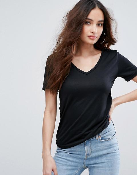 Boohoo - T-shirt Con Scollo A V - Nero