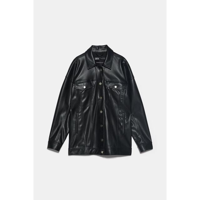 oversized leather jacket zara
