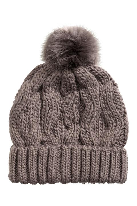 Gorro En Punto Trenzado - Marrón