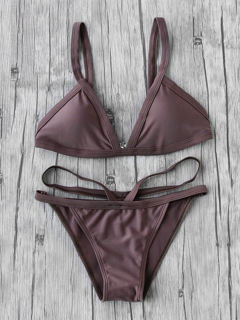 Set Di Bikini Triangoli Con Cinturino Di Colore Di Caffè