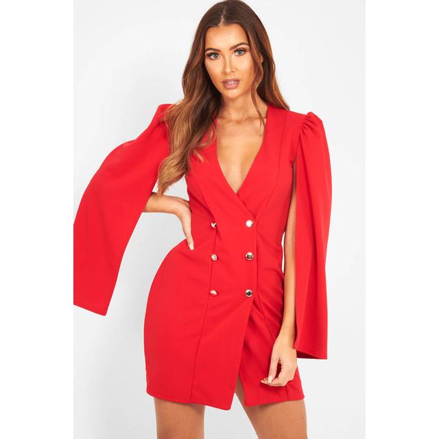 cape sleeve blazer dress