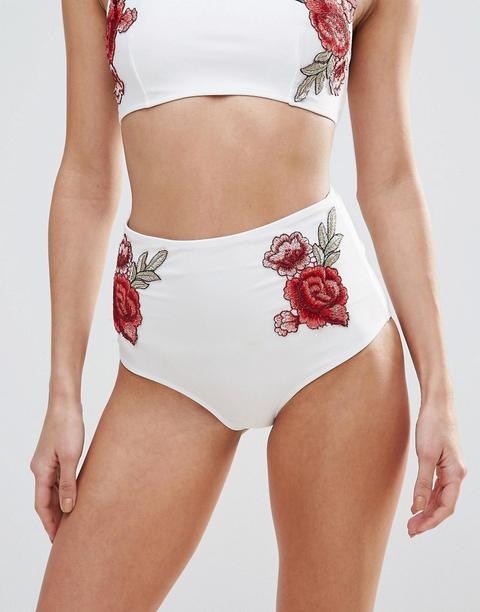 Braguitas De Bikini De Talle Alto Con Diseño Bordado De Playful Promises
