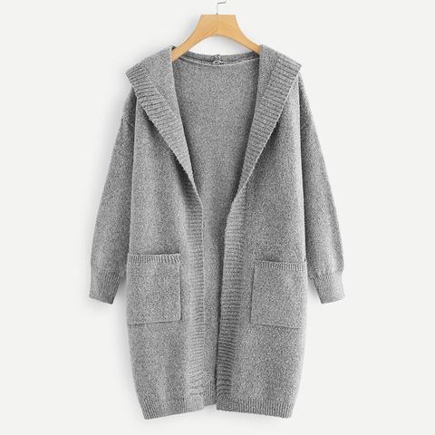 Cardigan Semplice Con Cappuccio