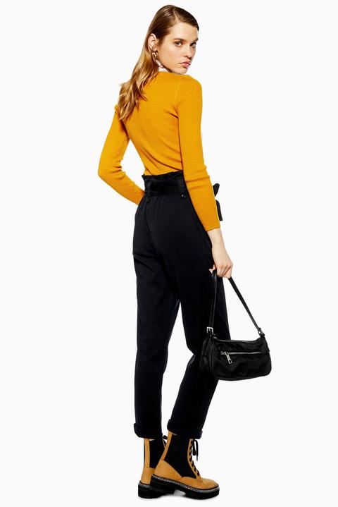 Womens Petite Black Paperbag Utility 