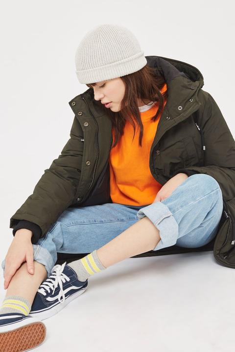 Womens Turn Up Beanie Hat - Pale Grey, Pale Grey