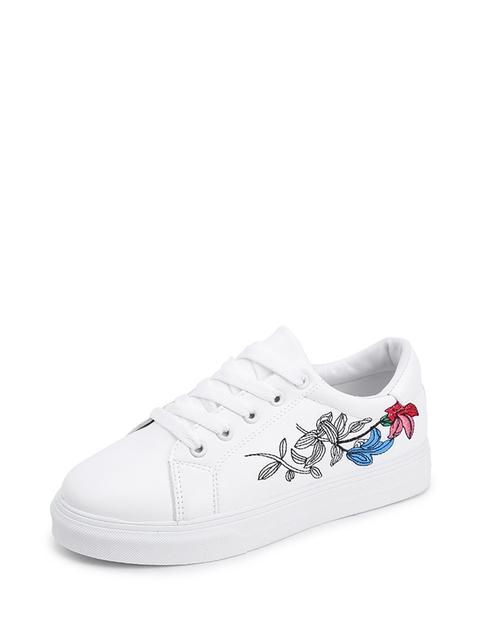 Floral Detail Lace Up Sneakers