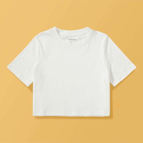 Solid Short Sleeve Crop Tee