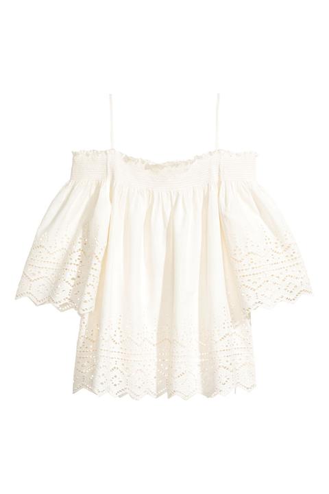 H & M - Camicetta In Cotone - Bianco