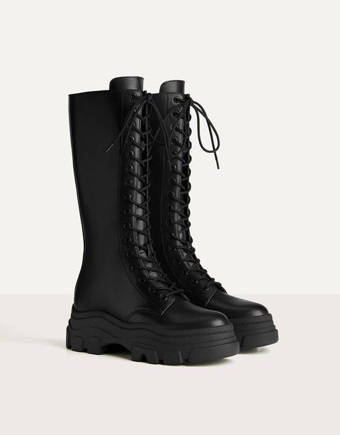 Bershka leather track sole hotsell ankle boots