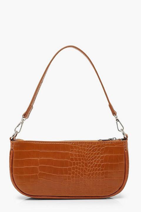 Womens Croc Baguette Shoulder Bag - Brown - One Size, Brown