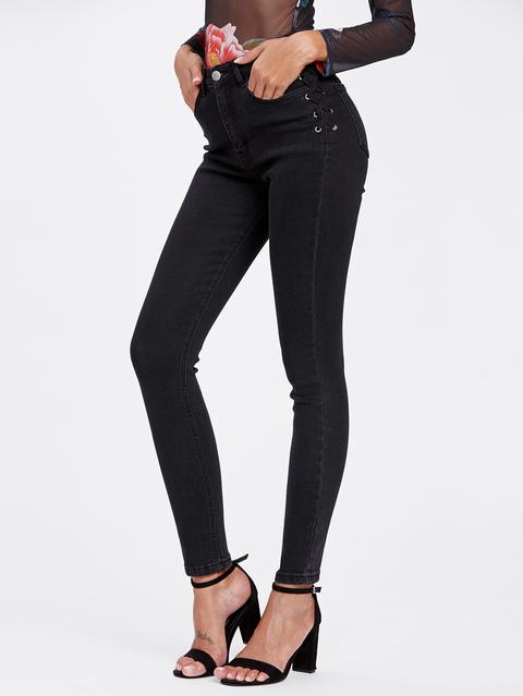 Criss Cross Side Skinny Jeans