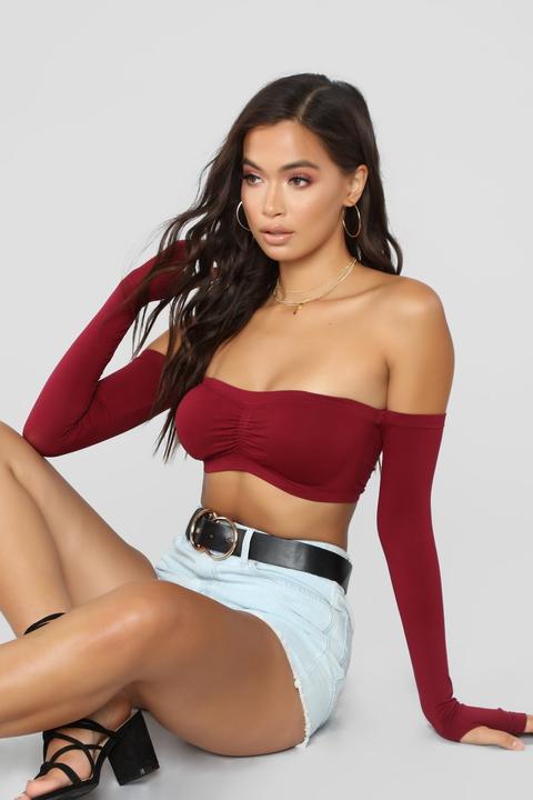 Bad At Love Crop Top - Burgundy