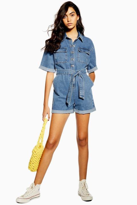 Blue Denim Button Playsuit