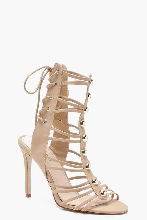 Cage Lace Up Back Gladiator Heels