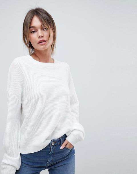 Asos Design - Maglione Oversize A Coste - Bianco