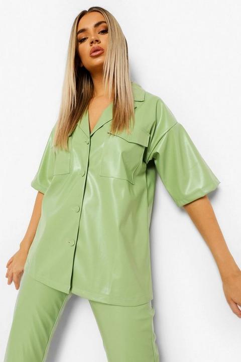 Chemise Effet Cuir - Vert Mastic - 38, Vert Mastic