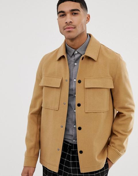 Asos Design - Veste Non Doublée En Laine Mélangée - Camel - Fauve