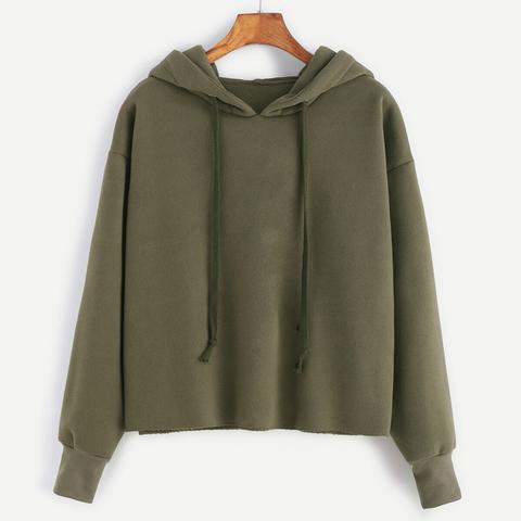 Sudadera Desflecada Con Capucha - Verde Militar