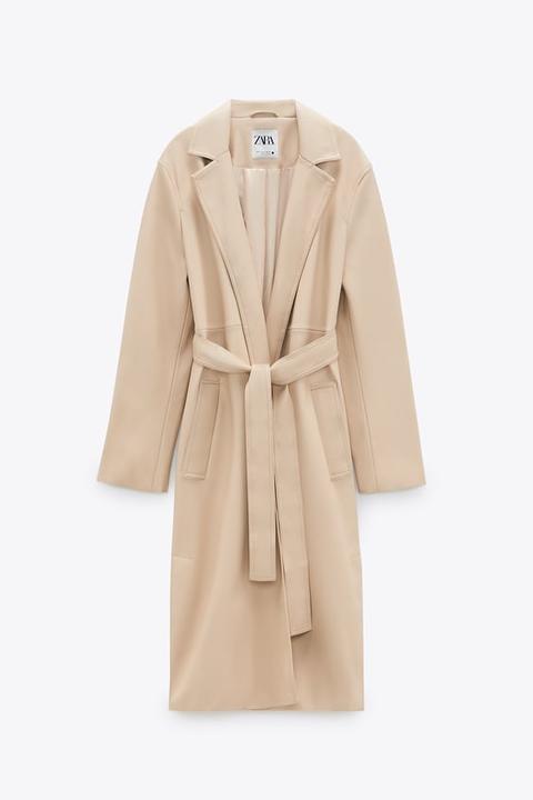 Faux Leather Trench Coat