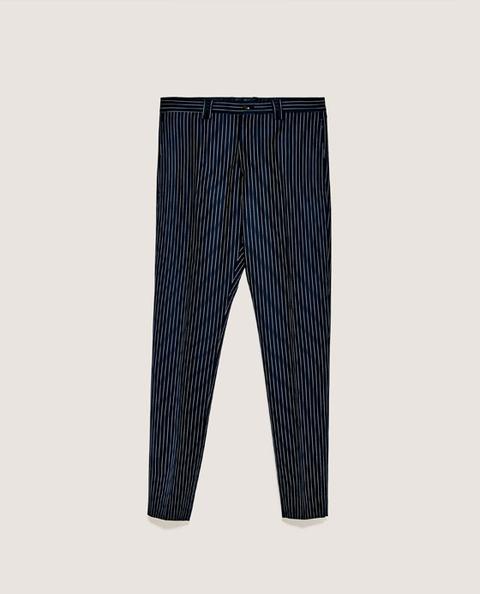 Blue Striped Suit Trousers