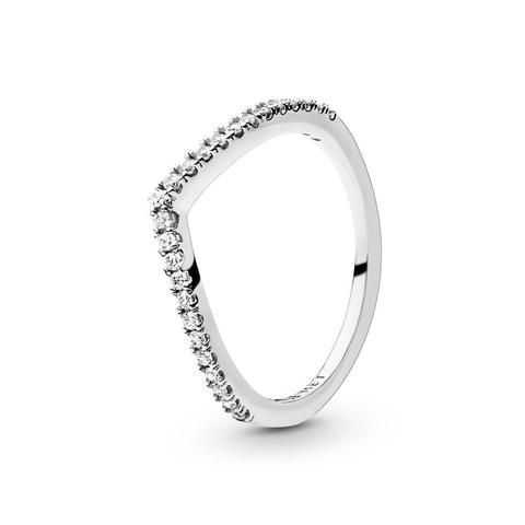 Pandora Sparkling Wishbone Ring - Sterling Silver / Clear