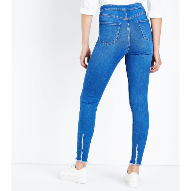 blue high waisted super skinny jeans
