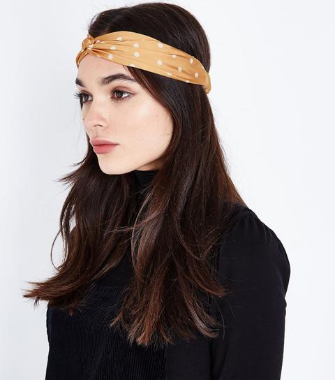 Yellow Polka Dot Headband New Look