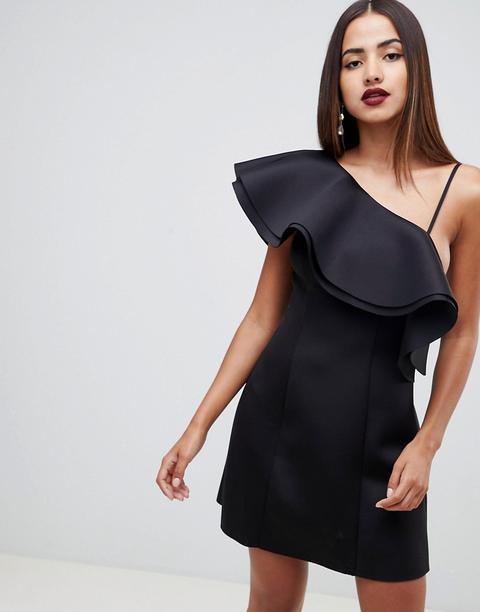 Minivestido Acampanado Asimétrico Con Tirante Y Volante De Asos Design