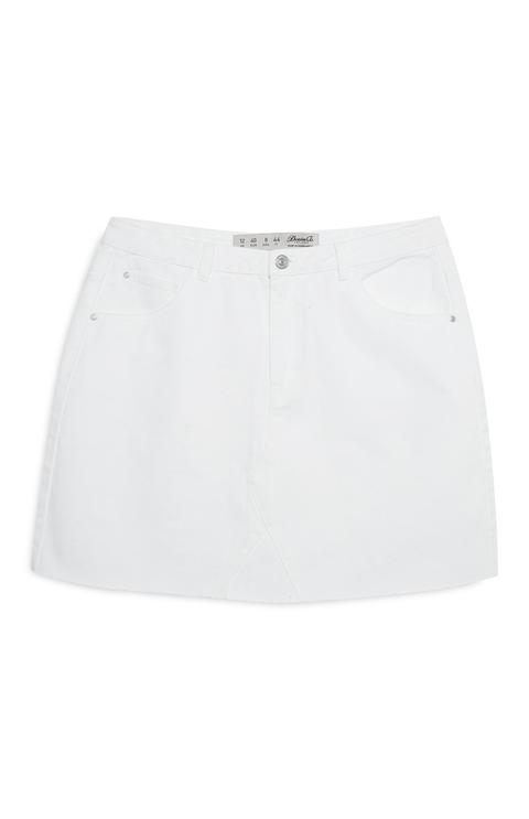 White A-line Denim Skirt