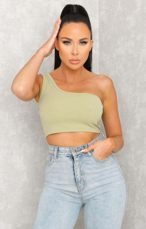Sage One Shoulder Crop Top - Keeley