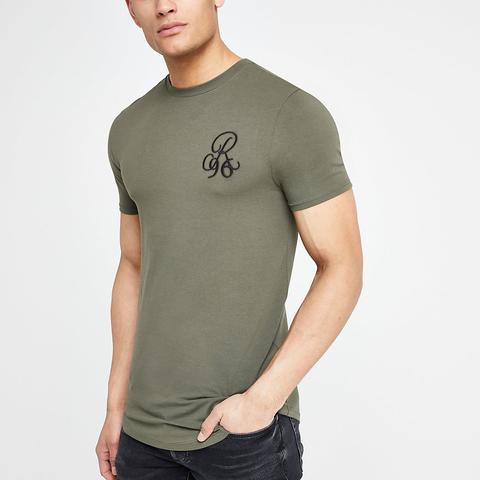 khaki muscle fit t shirt