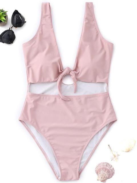 Traje De Baño De Corte Alto Corte Nudo Pink