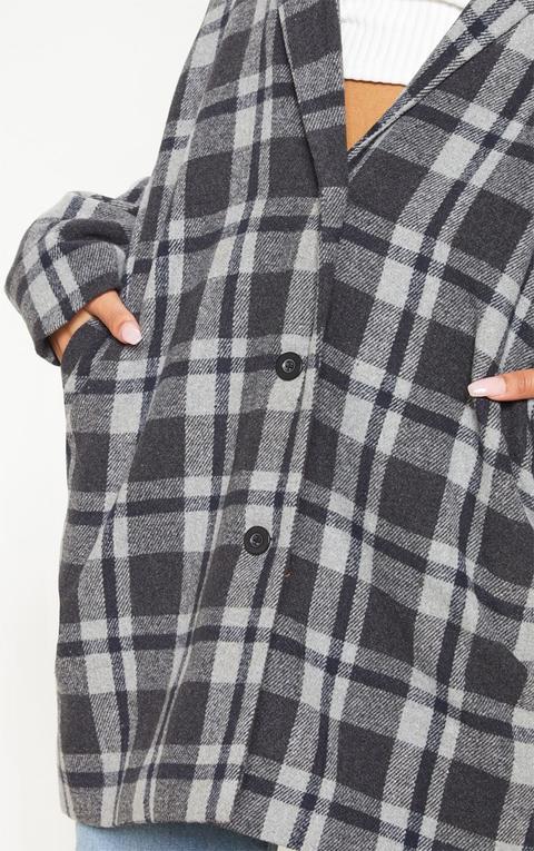Charcoal Checked Oversized Coat