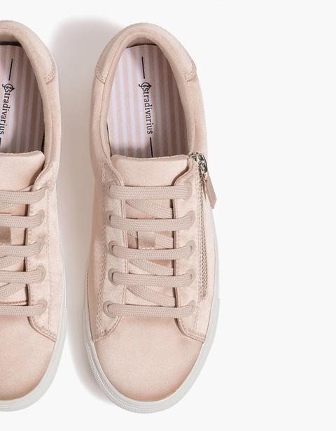 Sneaker Nude Con Cerniera Color Carne