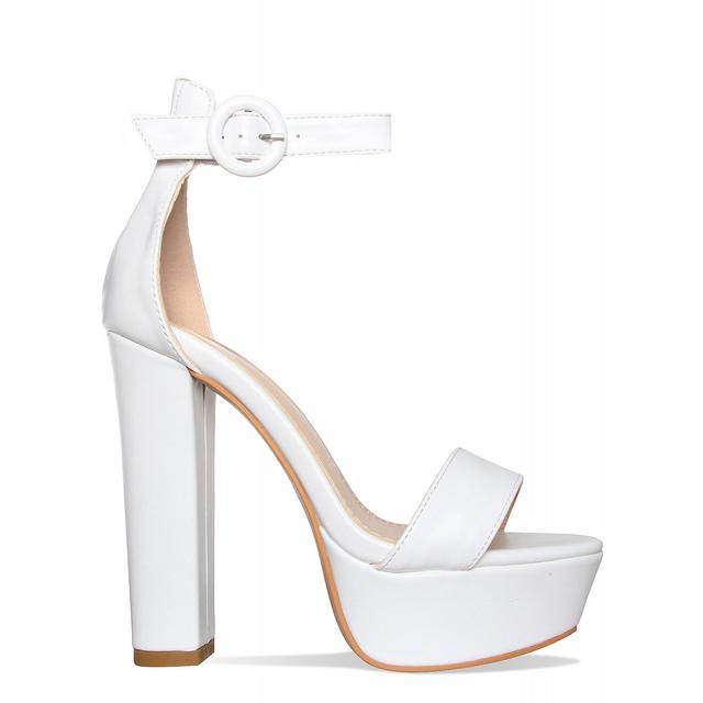 white platform heels