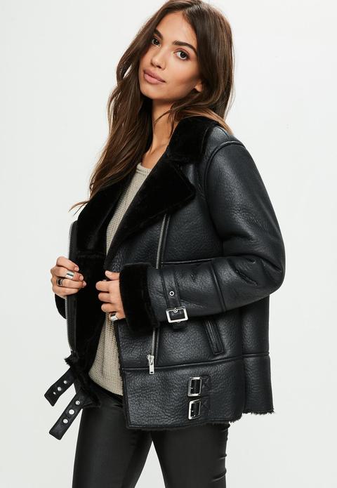 Black Aviator Jacket, Black