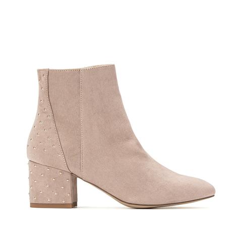 Faux Suede Chelsea Ankle Boots With Studded Back