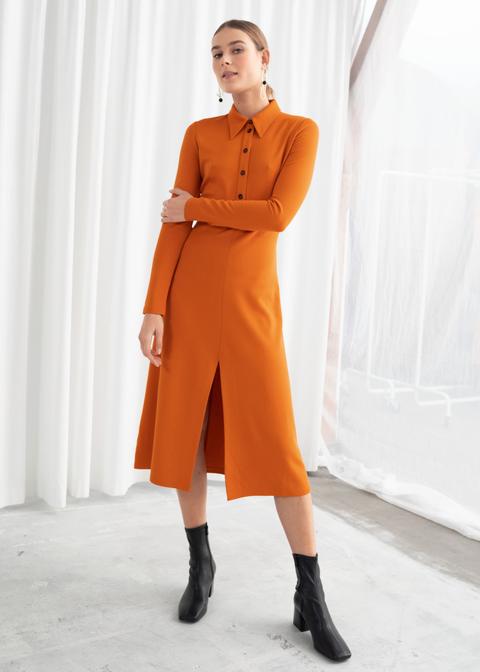 front slit midi dress