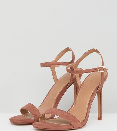 Asos Design - Hands Down - Sandali Effetto Nudo Con Tacco A Pianta Larga - Marrone