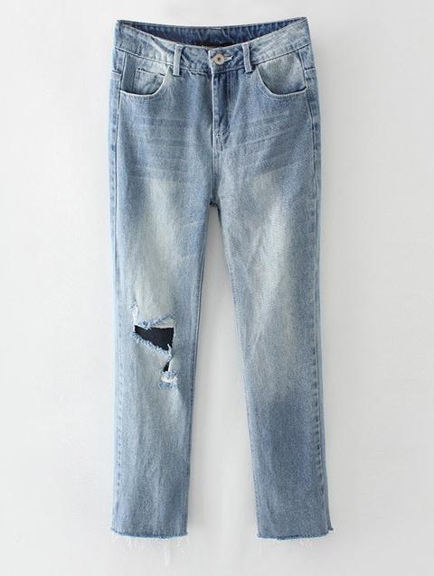 Ripped Narrow Feet Pencil Jeans