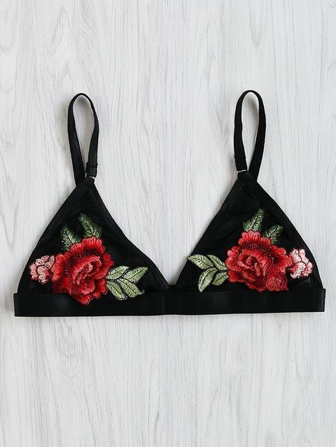 Rose Embroidery Triangle Bralet