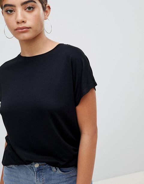 Asos Design - T-shirt Extra Larga Con Collo Ampio - Nero